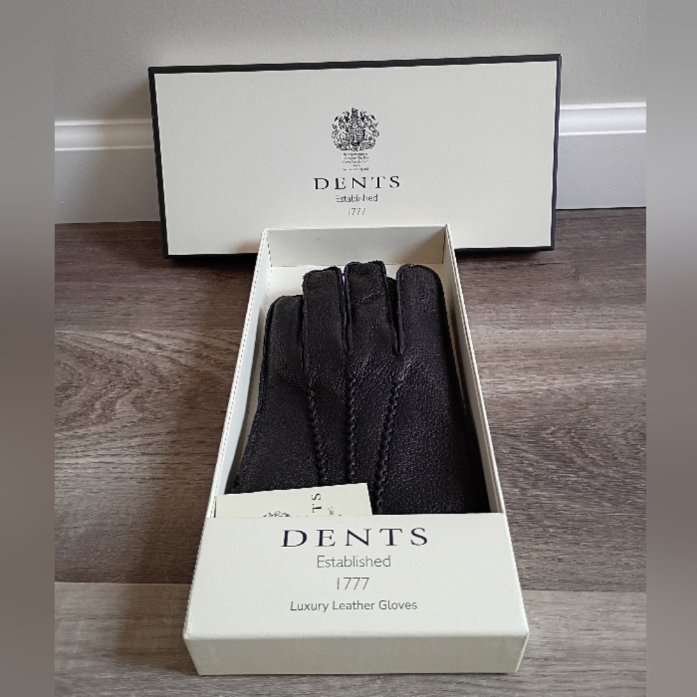 NIB Dents Unisex Dark Espresso Brown Lined Genuine Leather Gloves Size Medium